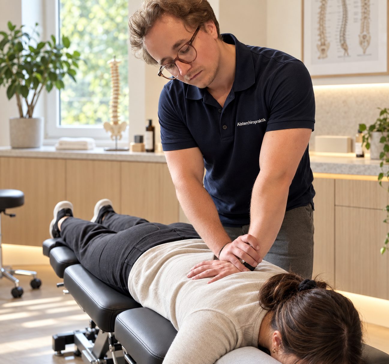 Julian Bartnick bei einer chiropraktischen Behandlung